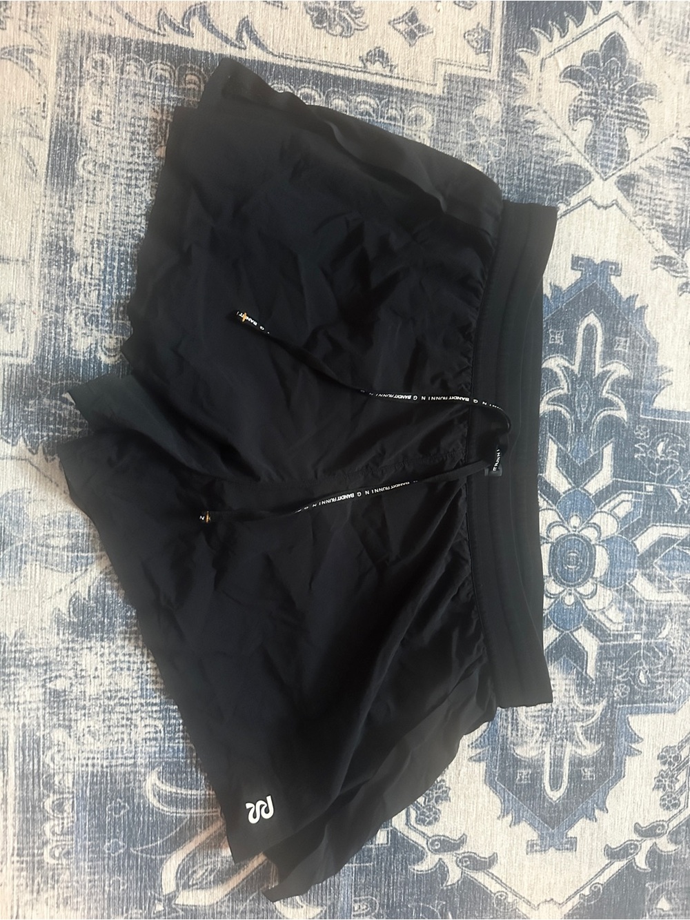 Women's Black Athletic Shorts with Drawstring Waistband